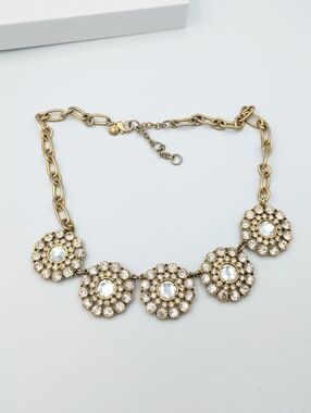 4/24$ J Crew statement rhinestone gold tone necklace